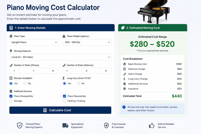 Piano Moving Cost Calculator